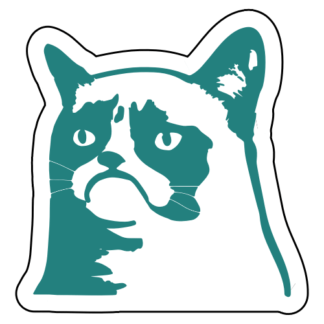 Grumpy Cat 2 Sticker (Turquoise)